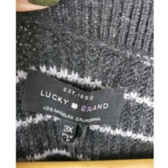 Lucky Brand Cold Shoulder Striped Wool Pullover 3X - Picture 6 of 7